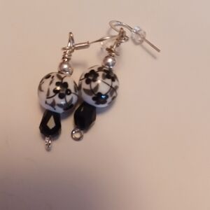 Black & White Floral Bead Drop Earrings - Women's Jewelry...3 Prs for 20.00